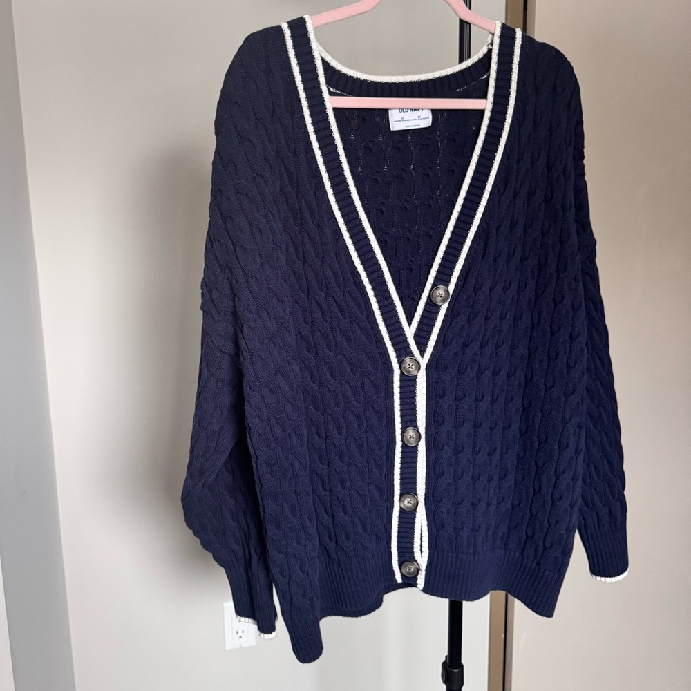navy blue cardigan